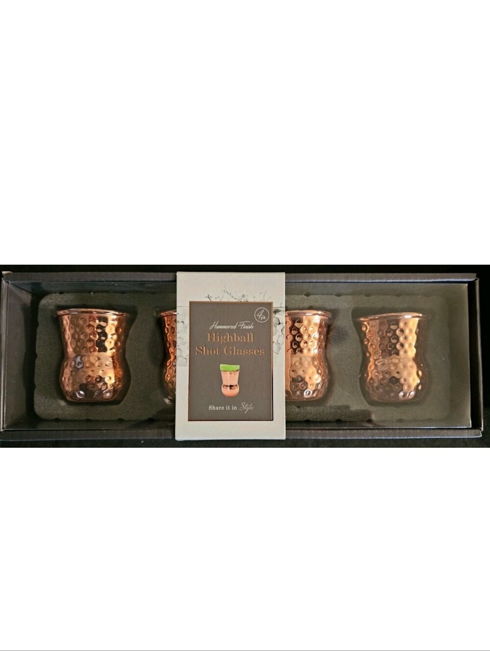 Hammered Copper Highball Shot Glasses - Set of 4